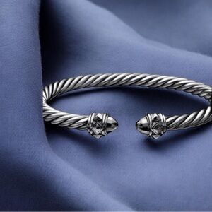 Authentic David Yurman Renaissance cable bracelet in blackened sterling silver.